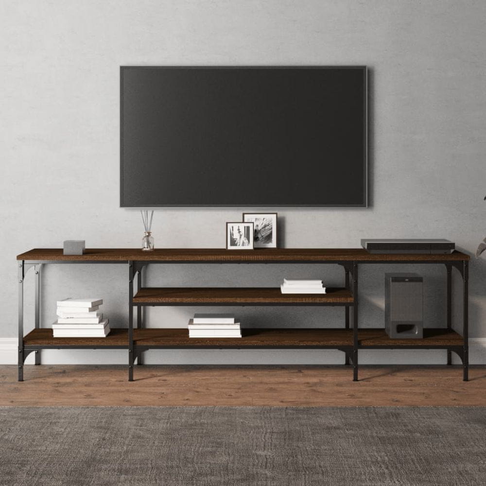 Vidaxl TV skrinka hnedý dub 161x35x45 cm kompozitné drevo a železo